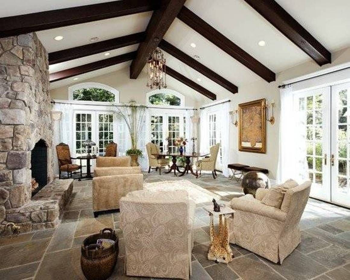 Includes refrigerator, microwave, dishwasher and washer and dryer bay windows, crown moulding , hardwood floors, gas fireplace, beautiful wood beams in living room. Dark wooden beams with this color stone and white trim ...