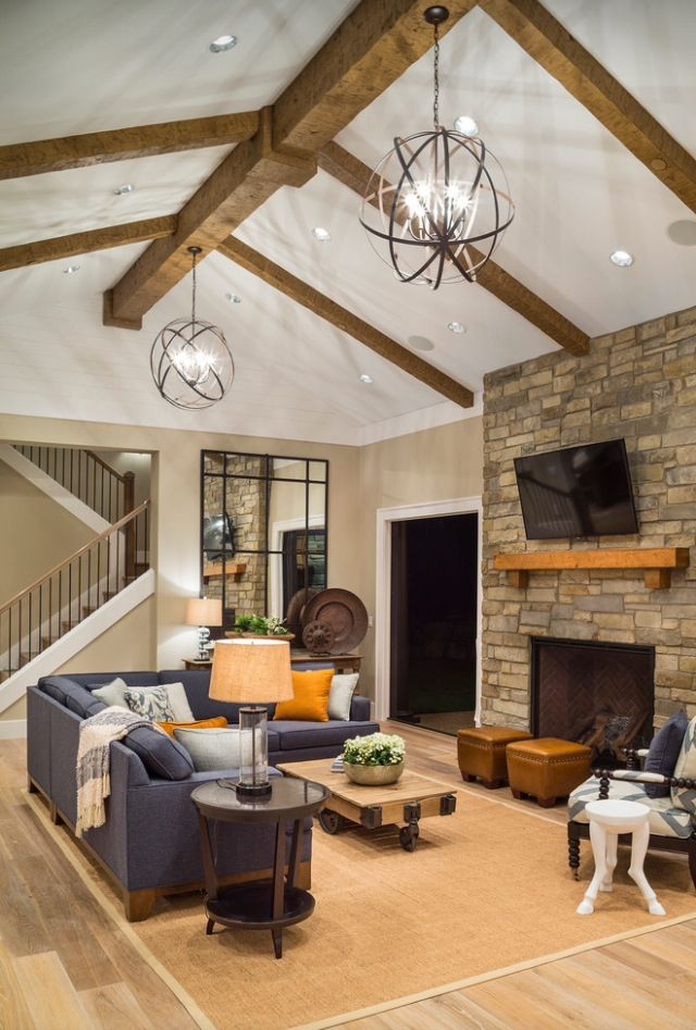 Includes refrigerator, microwave, dishwasher and washer and dryer bay windows, crown moulding , hardwood floors, gas fireplace, beautiful wood beams in living room. Living Rooms With Exposed Beams That Steal The Show